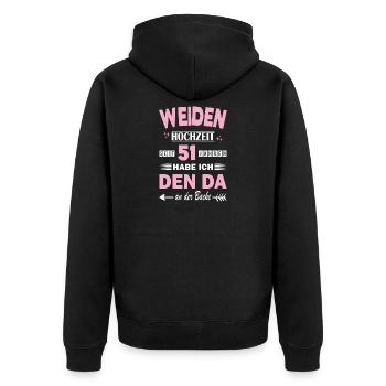 51 Jahre Beziehung Jahrestag Hochzeitstag - Unisex Premium Bio Zip Hoodie - Schwarz - Hinten - Nico (187cm)
