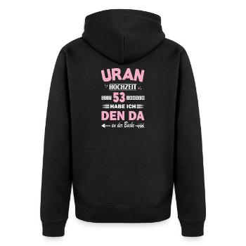 53 Jahre Beziehung Jahrestag Hochzeitstag - Unisex Premium Bio Zip Hoodie - Schwarz - Hinten - Nico (187cm)