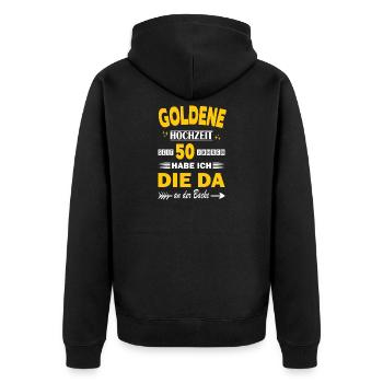 50 Jahre Beziehung Jahrestag Hochzeitstag Goldene - Unisex Premium Bio Zip Hoodie - Schwarz - Hinten - Nico (187cm)