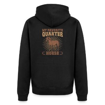 Hobby Horse Rider QUarter Horse English Riding - Unisex Premium Bio Zip Hoodie - Schwarz - Hinten - Nico (187cm)
