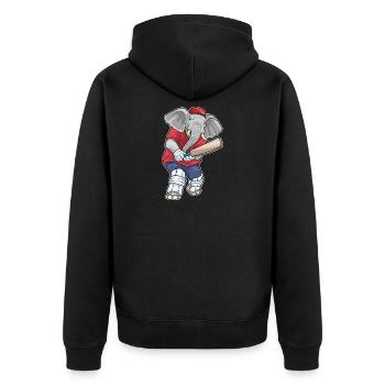 Elefant Cricket Cricketschläger Sport - Unisex Premium Bio Zip Hoodie - Schwarz - Hinten - Nico (187cm)