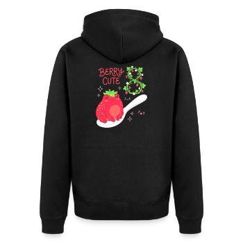 Berry Cute 8th Birthday Strawberry Frog - Unisex Premium Organic Zip Hoodie - black - Back - Nico (187cm)