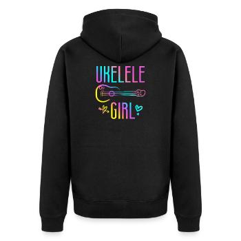 Hawaiian Ukulele Uke Ukulele Girl - Unisex Premium Bio Zip Hoodie - Schwarz - Hinten - Nico (187cm)