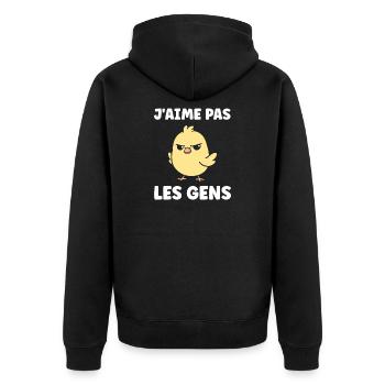 J'aime pas les gens - Veste à capuche bio Premium Unisexe - noir - Dos - Nico (187cm)