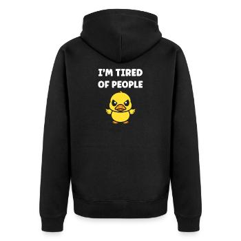 Verschlafene Ente erschöpft die Leute - Unisex Premium Bio Zip Hoodie - Schwarz - Hinten - Nico (187cm)