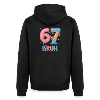 67 Bruh Eis-Donut - Unisex Premium Bio Zip Hoodie - Schwarz - Hinten - Nico (187cm)