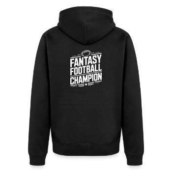 Fantasy Football Champion - Unisex Premium Organic Zip Hoodie - black - Back - Nico (187cm)