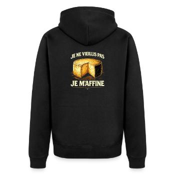I Don't Age I Refine Humor Age Cheese - Unisex Premium Organic Zip Hoodie - black - Back - Nico (187cm)