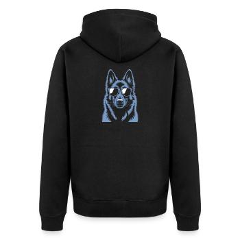 Belgischer Schäferhund - Unisex Premium Bio Zip Hoodie - Schwarz - Hinten - Nico (187cm)