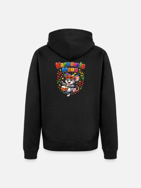 Karnevalsmaus Süßes Faschings-Motiv Geschenkidee - Unisex Premium Bio Zip Hoodie - Schwarz