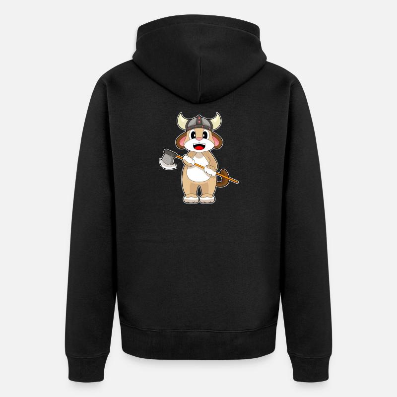 Hund Vikinger Axt - Unisex Premium Bio Zip Hoodie - Schwarz