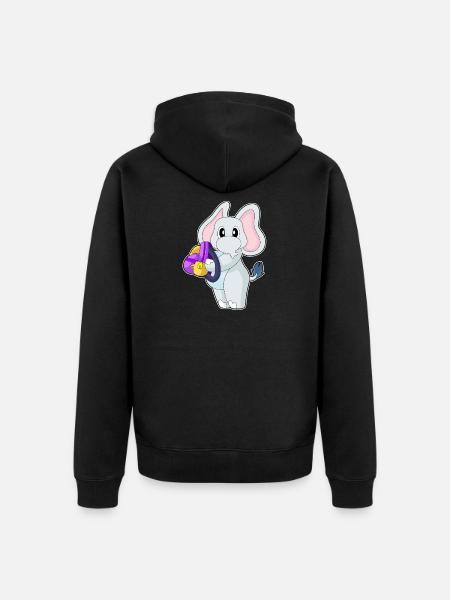Elephant Student Backpack School - Unisex Premium Organic Zip Hoodie - black