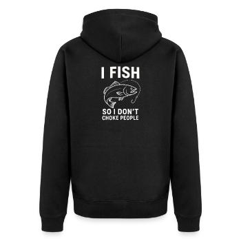 Je pêche pour ne pas étrangler les gens Pêcheur Spruch Angel - Veste à capuche bio Premium Unisexe - noir - Dos - Nico (187cm)