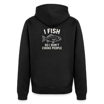 Je pêche pour ne pas étrangler les gens Pêcheur Spruch Angel - Veste à capuche bio Premium Unisexe - noir - Dos - Nico (187cm)