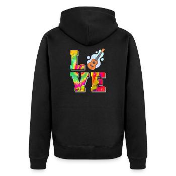 Ukulélé hawaïen uke tie dye love - Veste à capuche bio Premium Unisexe - noir - Dos - Nico (187cm)