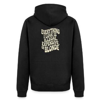 Everything I Love Illegal Expensive Blonde Männer - Unisex Premium Bio Zip Hoodie - Schwarz - Hinten - Nico (187cm)