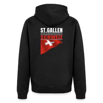 St. Gallen - Unisex Premium Bio Zip Hoodie - Schwarz - Hinten - Nico (187cm)