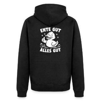 Baisse-toi bien Tout est bon - Veste à capuche bio Premium Unisexe - noir - Dos - Nico (187cm)