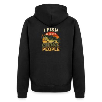 Je pêche pour ne pas étrangler les gens Pêcheur Spruch Angel - Veste à capuche bio Premium Unisexe - noir - Dos - Nico (187cm)