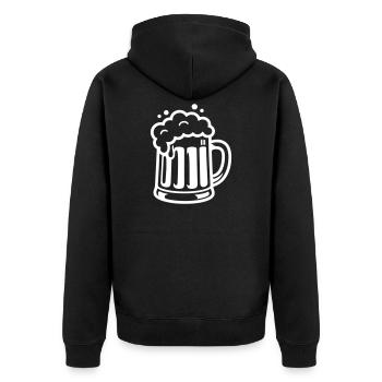 Bierkrug Comic Bier - Unisex Premium Bio Zip Hoodie - Schwarz - Hinten - Nico (187cm)