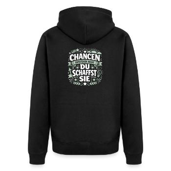Opportunities don't arise, you create them - success - Unisex Premium Organic Zip Hoodie - black - Back - Nico (187cm)