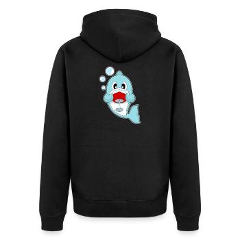 Delfin Rotwein - Unisex Premium Bio Zip Hoodie - Schwarz - Hinten - Nico (187cm)