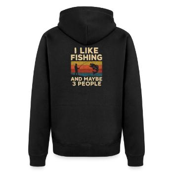 J’aime la pêche et peut-être trois personnes pêcher Angeln - Veste à capuche bio Premium Unisexe - noir - Dos - Nico (187cm)