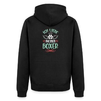 I love my boxer with wings - Unisex Premium Organic Zip Hoodie - black - Back - Nico (187cm)