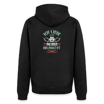 Ich liebe meinen Bullmastiff - Unisex Premium Bio Zip Hoodie - Schwarz - Hinten - Nico (187cm)