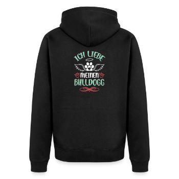 Bulldog Love avec des ailes - Veste à capuche bio Premium Unisexe - noir - Dos - Nico (187cm)