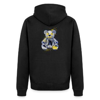 Graffiti Bär Metall Neon Street Art - Unisex Premium Bio Zip Hoodie - Schwarz - Hinten - Nico (187cm)