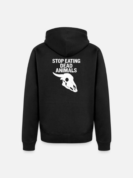 Stop Eating Dead Animals Skull - Unisex Premium Organic Zip Hoodie - black