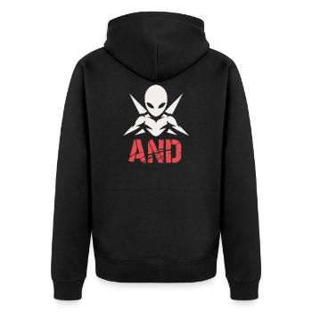 Alien Ninja Emblem - Unisex Premium Bio Zip Hoodie - Schwarz - Hinten - Nico (187cm)