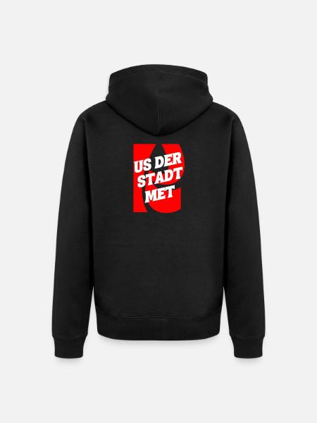 Us der Stadt met K - Unisex Premium Bio Zip Hoodie - Schwarz