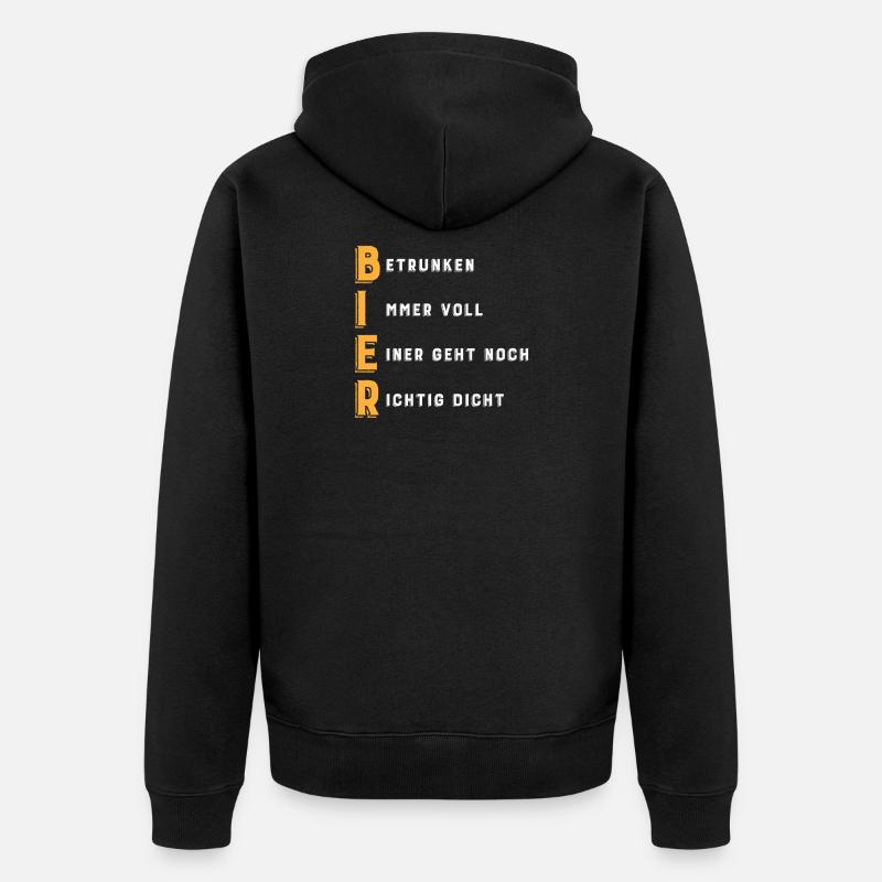 BIER Akronym - Unisex Premium Bio Zip Hoodie - Schwarz