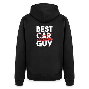 Best Lacrosse Guy Sports Player Coach - Unisex Premium Organic Zip Hoodie - black - Back - Nico (187cm)