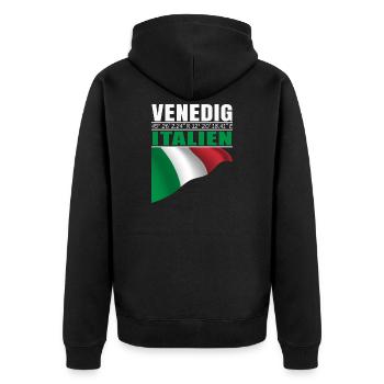 Venise - Veste à capuche bio Premium Unisexe - noir - Dos - Nico (187cm)