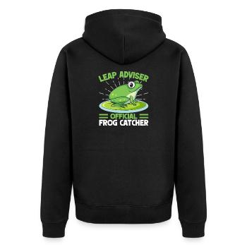 Frog Catcher Leap Adviser Frog - Unisex Premium Bio Zip Hoodie - Schwarz - Hinten - Nico (187cm)