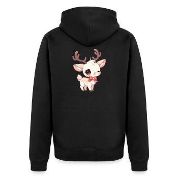 Rentiere Rentier - Unisex Premium Bio Zip Hoodie - Schwarz - Hinten - Nico (187cm)