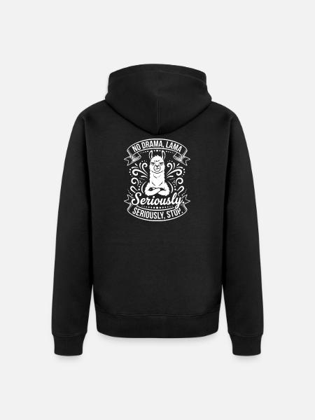Llama sérieux – Pas de drame - Veste à capuche bio Premium Unisexe - noir