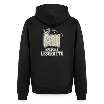 Epische Leseratte - Unisex Premium Bio Zip Hoodie - Schwarz - Hinten - Nico (187cm)