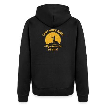 I Can't Work Today My Arm Is In A Cast Angler - Unisex Premium Organic Zip Hoodie - black - Back - Nico (187cm)