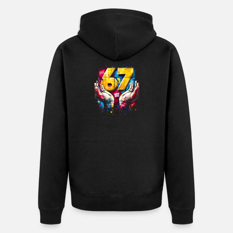 6 7 Graffiti Meme - Unisex Premium Bio Zip Hoodie - Schwarz