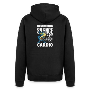 Vintage Euphonium Spieler - Unisex Premium Bio Zip Hoodie - Schwarz - Hinten - Nico (187cm)