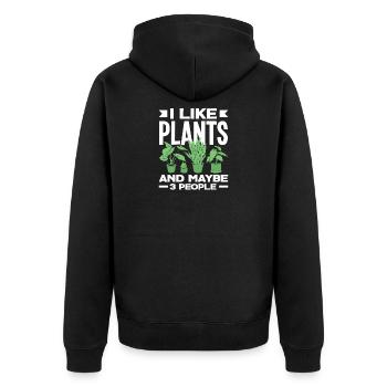 I like plants funny plant lovers - Unisex Premium Organic Zip Hoodie - black - Back - Nico (187cm)