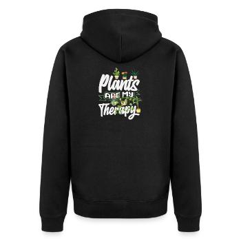 Pflanzen Sind Meine Therapie Lustige Gartenarbeit - Unisex Premium Bio Zip Hoodie - Schwarz - Hinten - Nico (187cm)