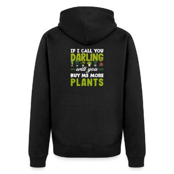 Tu veux m’acheter plus de plantes ? - Veste à capuche bio Premium Unisexe - noir - Dos - Nico (187cm)