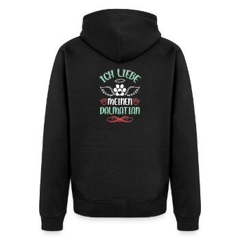 Ich liebe Dalmatian Engel - Unisex Premium Bio Zip Hoodie - Schwarz - Hinten - Nico (187cm)