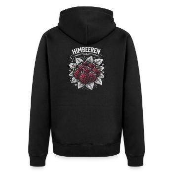 Raspberries Illustration Pink Print - Unisex Premium Organic Zip Hoodie - black - Back - Nico (187cm)