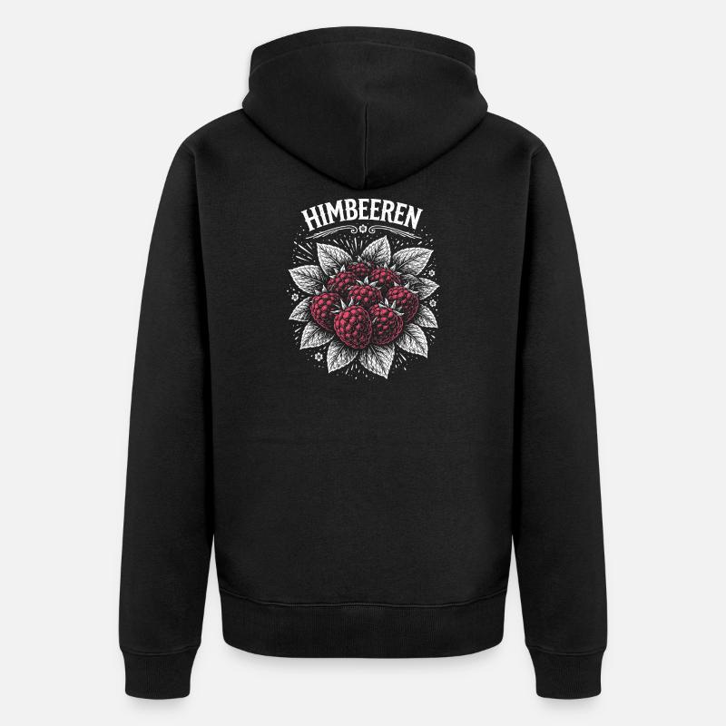 Illustration de framboises imprimé rose - Veste à capuche bio Premium Unisexe - noir